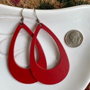 Nickel and Suede Medium Cut Out Red Earrings